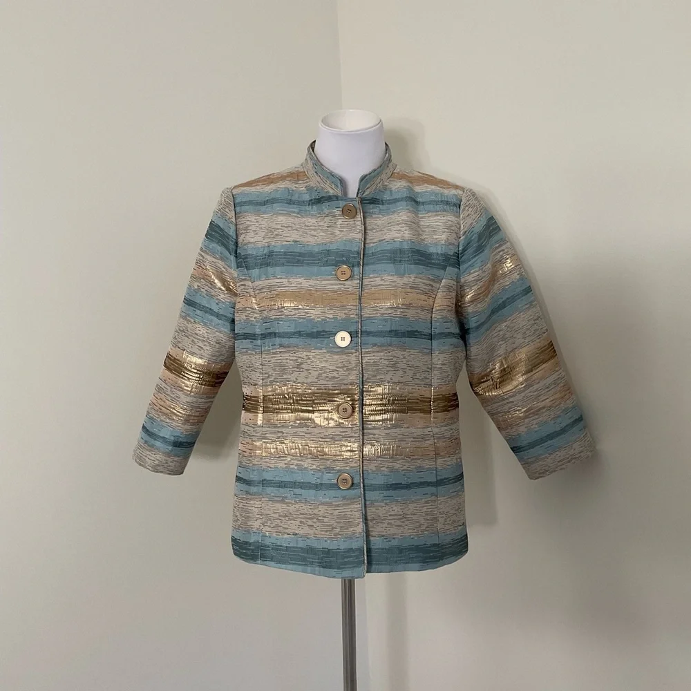 Draper’s & Damon’s Striped Jacket with Gold Accents